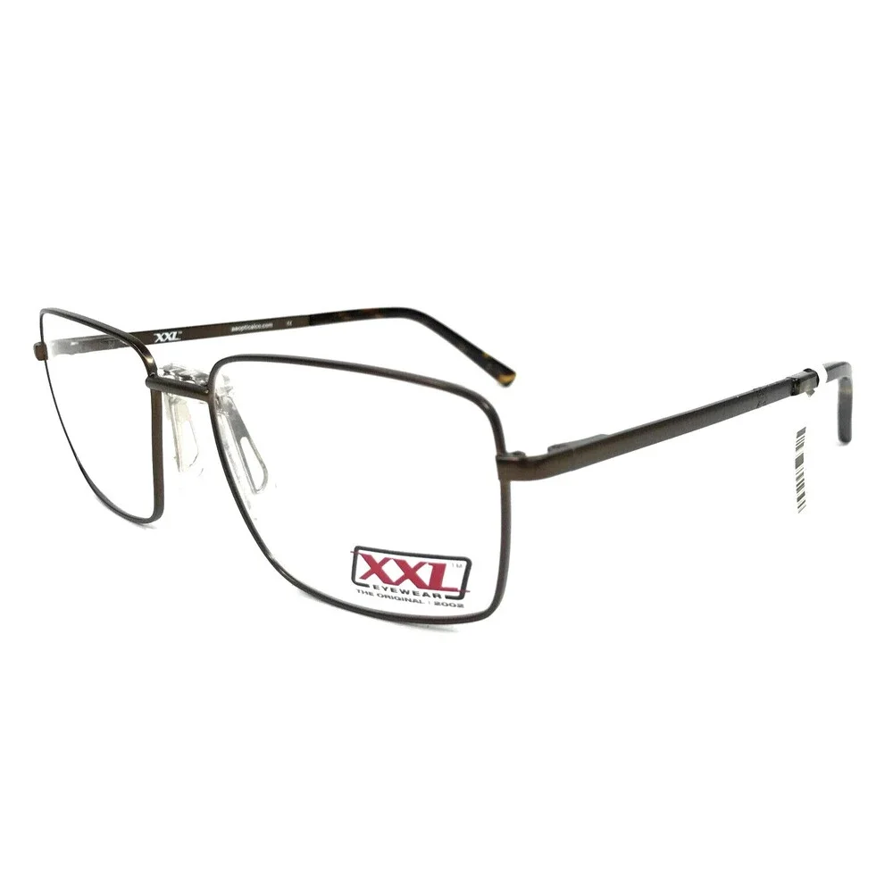 XXL Eyeglasses Frames Stinger BROWN Rectangle Square Wire Rim 57-18-150